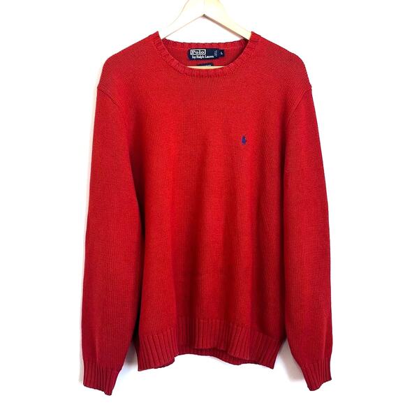 Vintage Y2K Polo Ralph Lauren Mens Sweater Size L Burnt Orange Preppy Academia - Picture 1 of 7